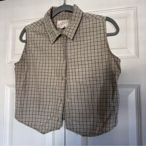 Vintage 90’s Sleeveless Plaid Button-up